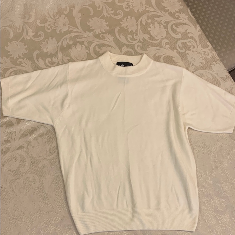 Sag Harbor Cream Crewneck Sweater Short-Sleeved Knit